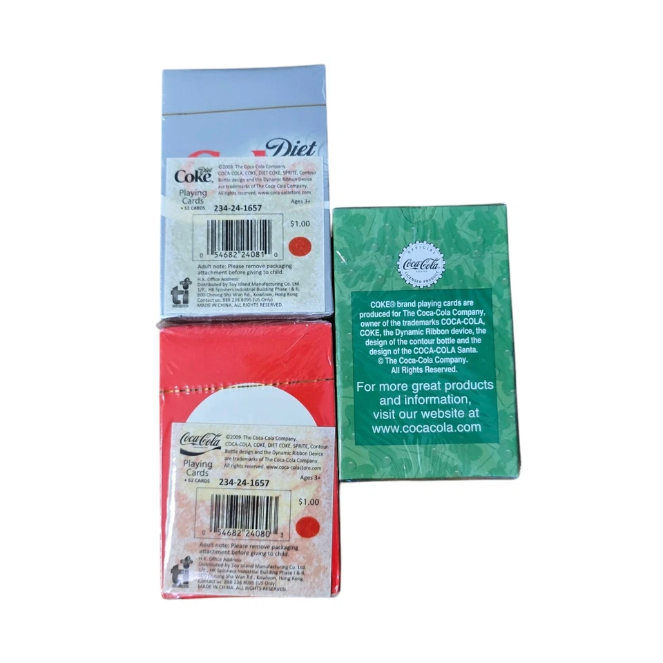 Lot Of 3 Sealed Coca-Cola Diet Coke Christmas Snata Playing Cards  - Image 2 of 2