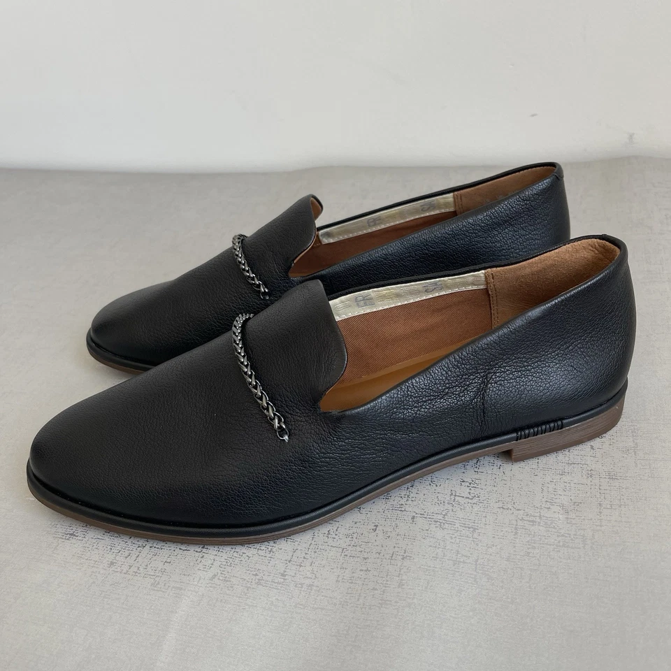 Mocasines Franco Sarto Hanah de cuero negro para mujer 10 M zapatos cómodos sin cordones Foto 2 de 4