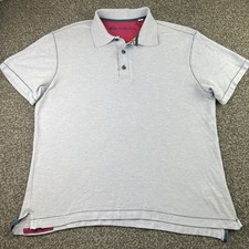 Robert Graham Polo Shirt Mens Medium Blue Floral Collar Cotton Casual Preppy