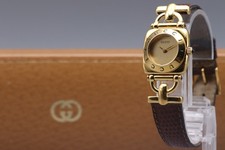 [Near MINT] GUCCI 6300L Horsebit Gold Dial 22mm Quartz Ladies Watch