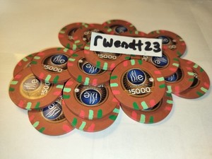 20 ISLE Pompano Park $5,000 Paulson Poker Chips Clay Casino 5k Chip Used