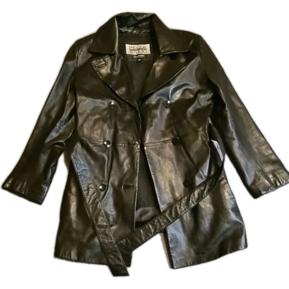 Vtg Pelle Studio Wilsons Leather Jacket S Women’s Black Belted Thinsulate 90s