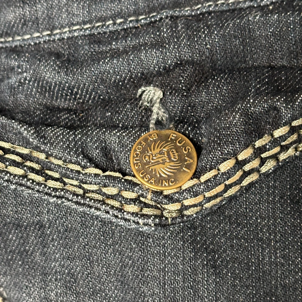 Pantalones de mezclilla Y2K Fusai para hombre 38 lavado oscuro rectos de diseñador bolsillo con cremallera Foto 4 de 4