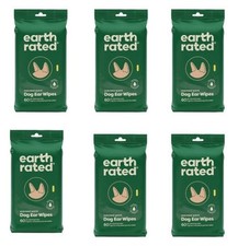 Hypoallergenic Pet Ear Wipes Pack of 6   Earth Rated 60ct Oatmeal Scented