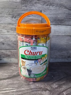 Inaba Churu Tuna Chicken Lickable Creamy Puree Cat Treats - Pack of 50 EXP 5/27 