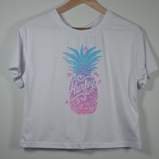 Kid's White Hurley 50 SPF Short Sleeve Sun Shirt Size Large