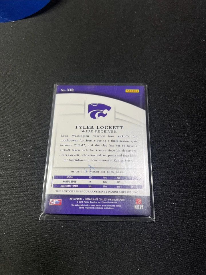 2015 Panini Immaculate Collegiate Tyler Lockett Rookie Auto # 50/99 - Image 3 of 4