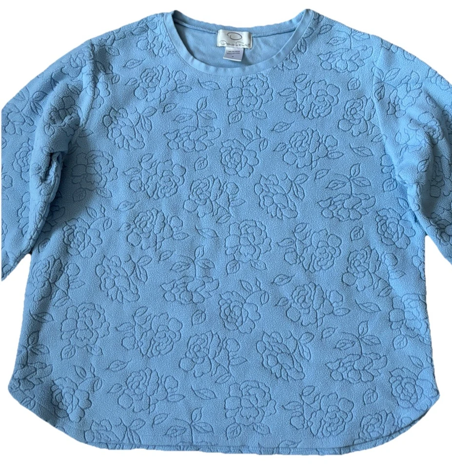 Oscar de la Renta Conjunto de Pijama Polar Impresionado Floral Bebé Azul Acogedor Suave Foto 3 de 4