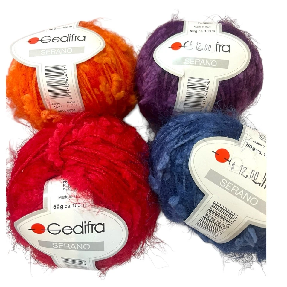 4 Skeins Gedifra SERANO Aran Italian Nylon Yarn | Orange, Purple, Blue, Red - Image 4 of 4