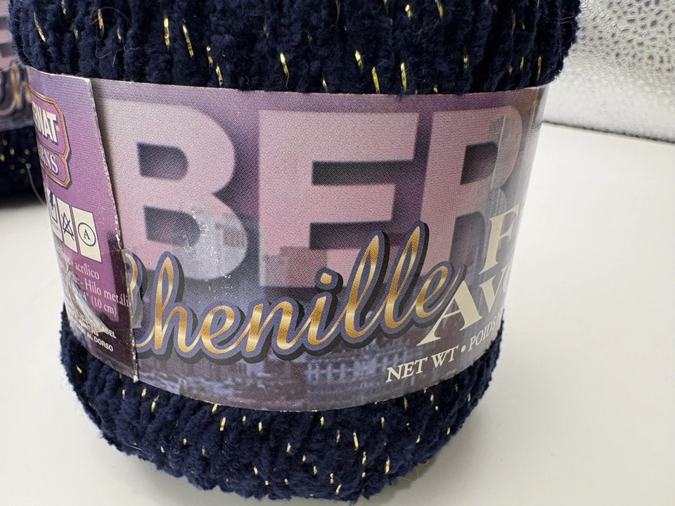 Lote de 7 hilados Bernat Chenille Fifth Avenue 'Navy Glitter' dorados Worsted amigurumi Foto 4 de 4