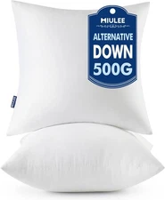 MIULEE Throw Pillows Inserts, Pack of 2 18x18 Inch 100% Inch, White 