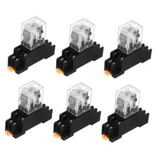 6Pcs DC 12V Electromagnetic Power Relay, 8-Pin 5A Power Coil 2NO-2NC DC12V