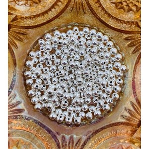Spacer Beads 4mm Round Sterling Silver Plated Smooth Filler Beads 200 Piece Lot