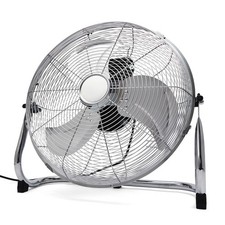 40cm High Velocity Chrome Metal Floor Fan 90W 3 Speed Tilt Adjustable Silver