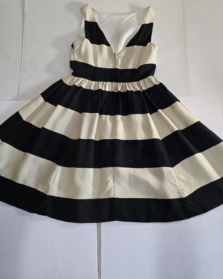 Vestido Kate Spade Carolyn Crema y Negro Color Bloque Rayas Talla 10  Foto 2 de 4