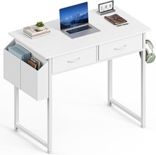 Computer Desk Small Office Bedroom Writing Study PC Table with Storage Drawers
