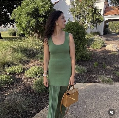 ZARA NWT WOMAN SS25 PLEATED KNIT COMBINATION DRESS GREEN 4192/055 ALL SIZES  | eBay