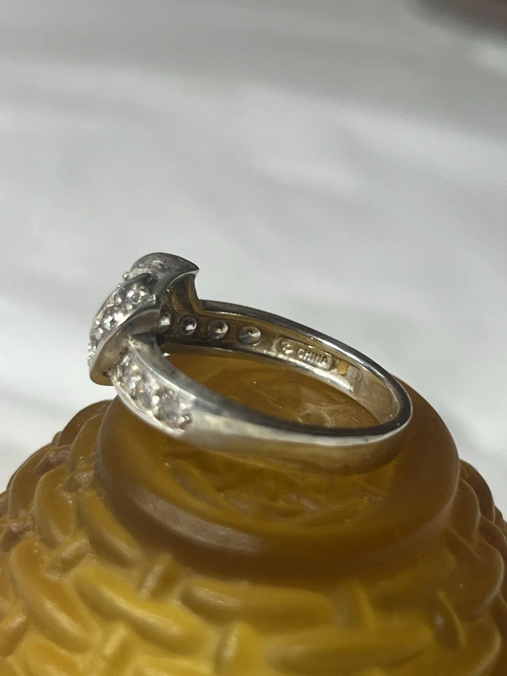 Linda joyería Jose Hess Diamonique plata esterlina y nudo circonita cúbica talla 8 de colección años 90 Foto 3 de 4