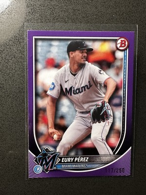 2025 Bowman #39 Eury Perez Miami Marlins Purple /250 SP