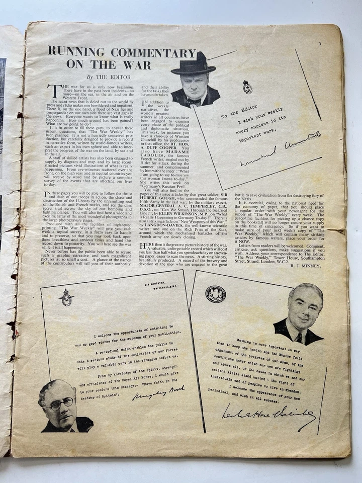 1939 WW2 THE WAR WEEKLY **Rare First Edition** MAGAZINE Photos No. 1 10/27/39 - Image 3 of 4