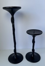 Primitive Style Wrought Iron Leaf Candle Holders Illuminations Vintage Hammered