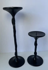 Primitive Style Wrought Iron Leaf Candle Holders Illuminations Vintage Hammered