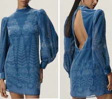NWT Farm Rio Puft-Sleeve Open-Back Velvet Mini Dress, Size XL