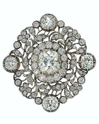 Edwardian Brosche Pin Rundschliff CZ 925 Sterling Silber Filigraner...
