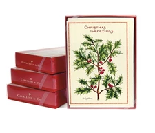 Cavallini & Co. Christmas Holly Glittered Greetings Boxed Notecards