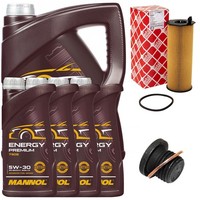 MotoröL Filter Set Mannol 5W-30 API SN 9 Liter + Schraube FüR Audi A6 VW Phaeton