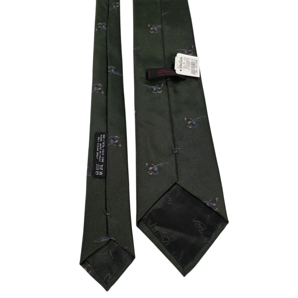 NWT Vintage Brioni Mens Necktie Green Pure Silk Eagles Embroidered American - Image 2 of 4