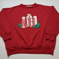 Vtg Nutcracker Noel Sweatshirt Womens L Christmas Red 90s 98