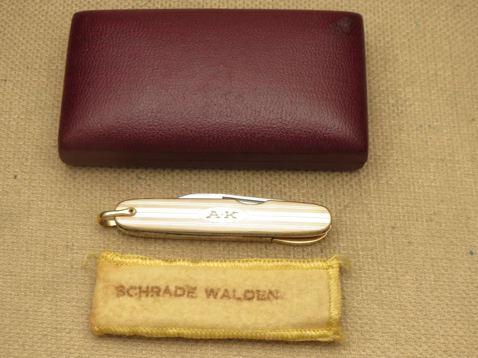 Navaja vintage SCHRADE WALDEN NY "Llave oculta" asas de metal estampadas COMO NUEVA Foto 2 de 4