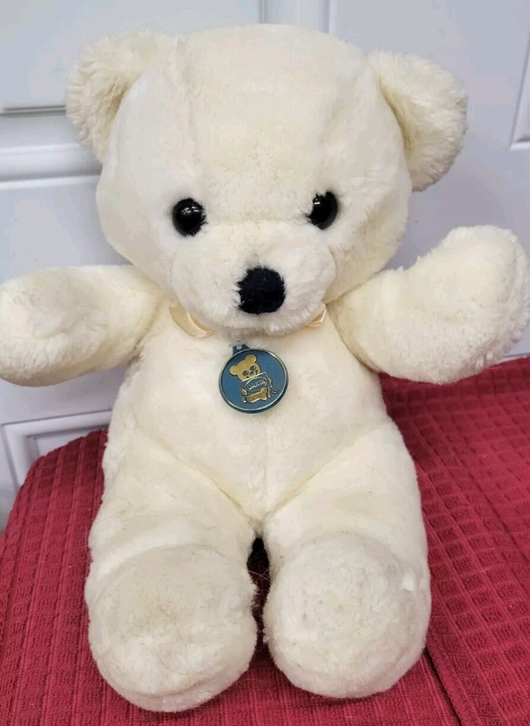 Vintage Dakin Cuddles White Teddy Bear 1979 Stuffed Plush Toy 14" Super Soft 