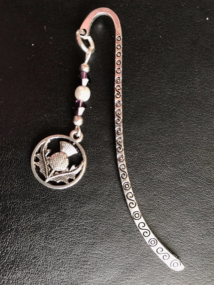 HANDMADE ❤️ SCOTTISH BOOKMARK THISTLE CHARM TIBETAN SILVER SCOTLAND IN Gift Bag