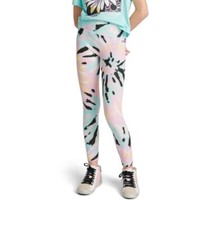 NWT Justice Girls LARGE 12-14 Aqua Pink Black Spiral Tie Dye Leggings Stretchy