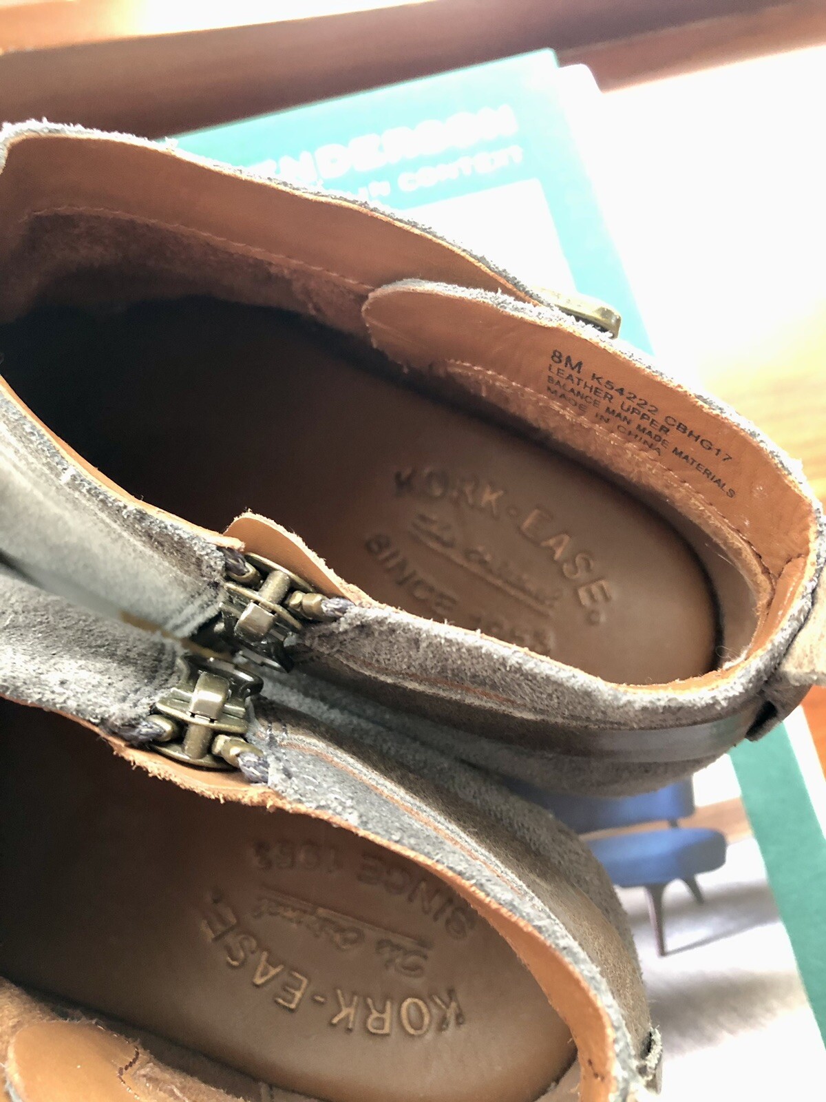 KorkEase Womens Sz 8 Mesa Ankle Boots Grey Suede Leather With zipper