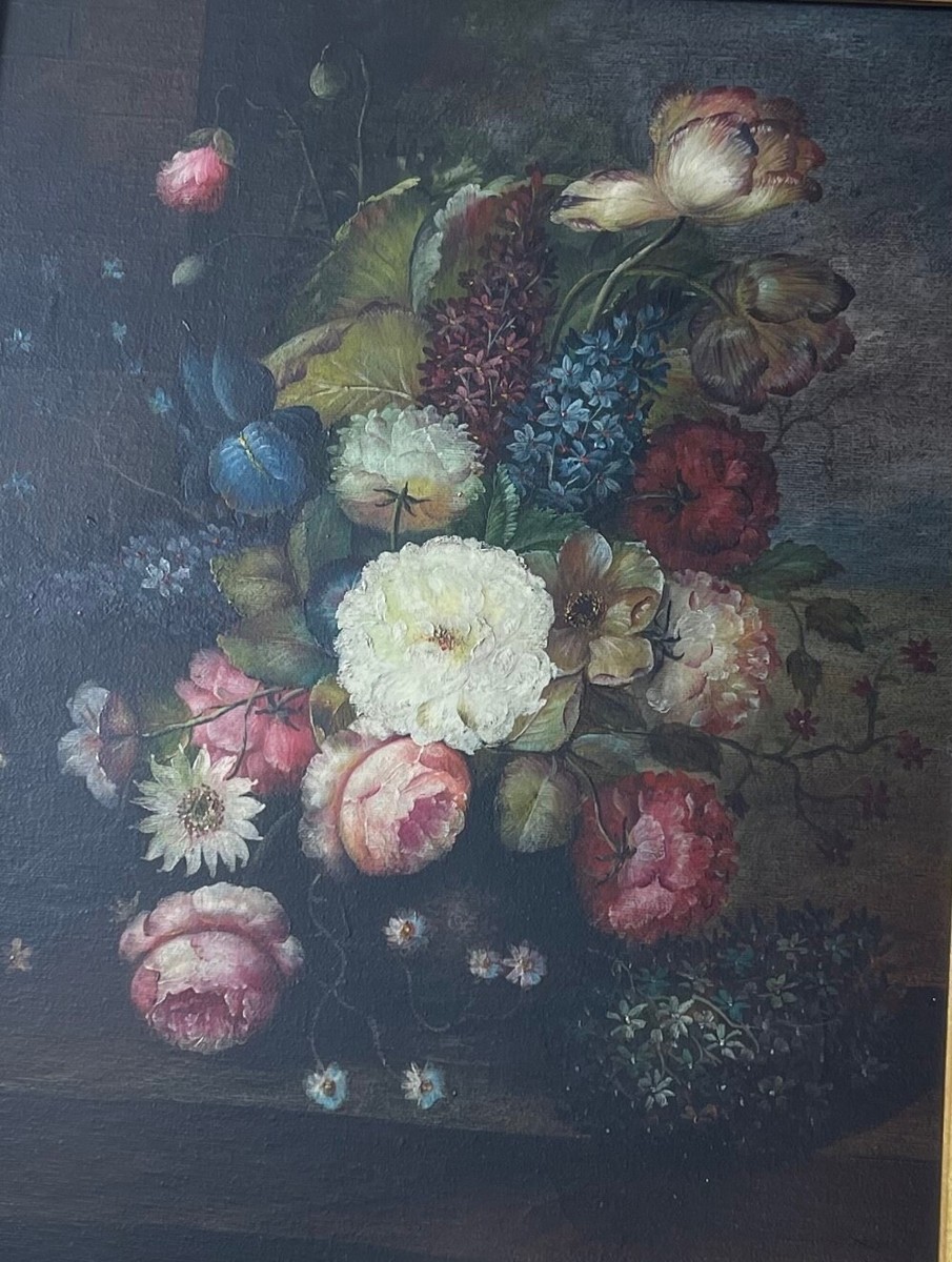 18th / 19th Century Oil on canvas Painting flower still-life