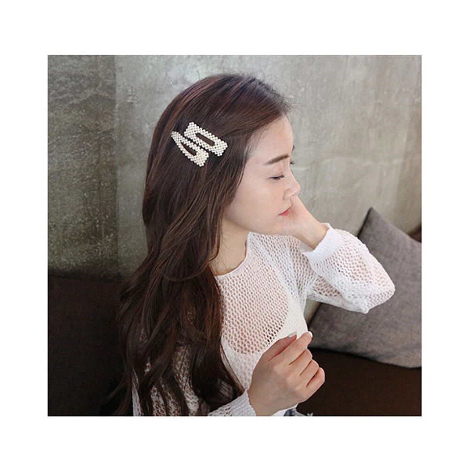 US 10Pcs Pearl Hair Clip Barrettes Women Girl Bobby Barrette Hairpins Vintage - Image 2 of 4