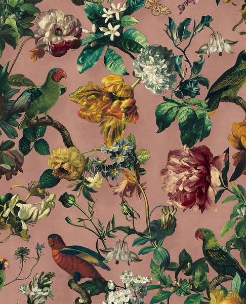 Eur 16,91 /Qm/ Tapete Eijffinger Museum 307304 Floral VöGel Blumen Altrosa Bunt-image