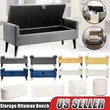 Storage Ottoman Bench Foot Rest Upholstered Stool Bedroom Entryway Living Room