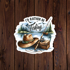 Fishing Sticker Vinyl Decal Largemouth Bass Id Rather Be Fishing Novelty Laptop