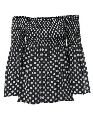 Patrizia Dini Damen Designer-Carmenbluse, schwarz-ecru