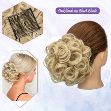 Kamm Dutt Extensions Clip in Bun Haarteil wie Echthaar Haarverlängerung Gelockt