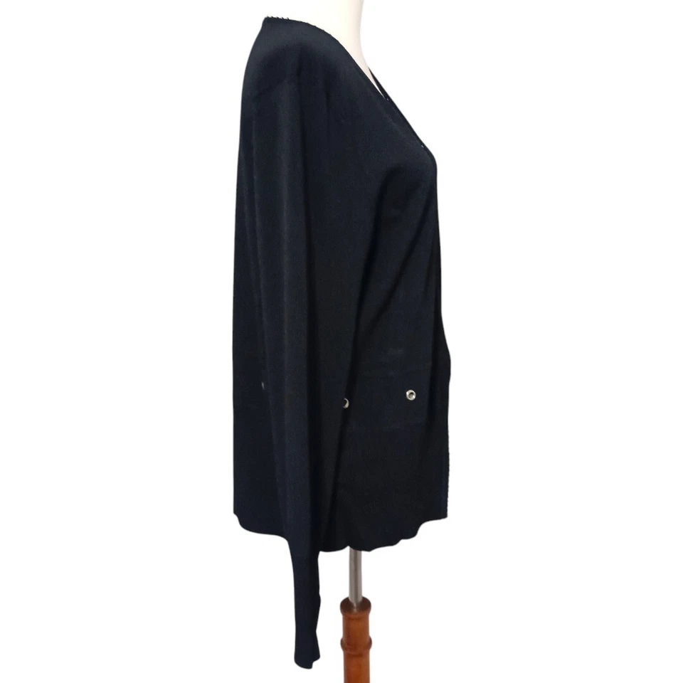 Cárdigan suéter tejido acanalado Carducci XL negro manga larga escote con cuentas ojales Foto 2 de 4