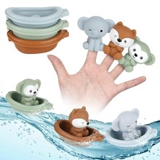 Bath Pool Toys for Toddler, Stacking Toys with 3 Boat 3 Sensory Finger Puppet...