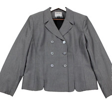 Le Suit Women's Double Breasted Blazer Suit Jacket, Size 14 Solid Gray