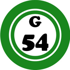 G 54 G54 Bingo Ball - 3 Inch Circle Sticker 3" x 3" - Hobby Number Board Lucky