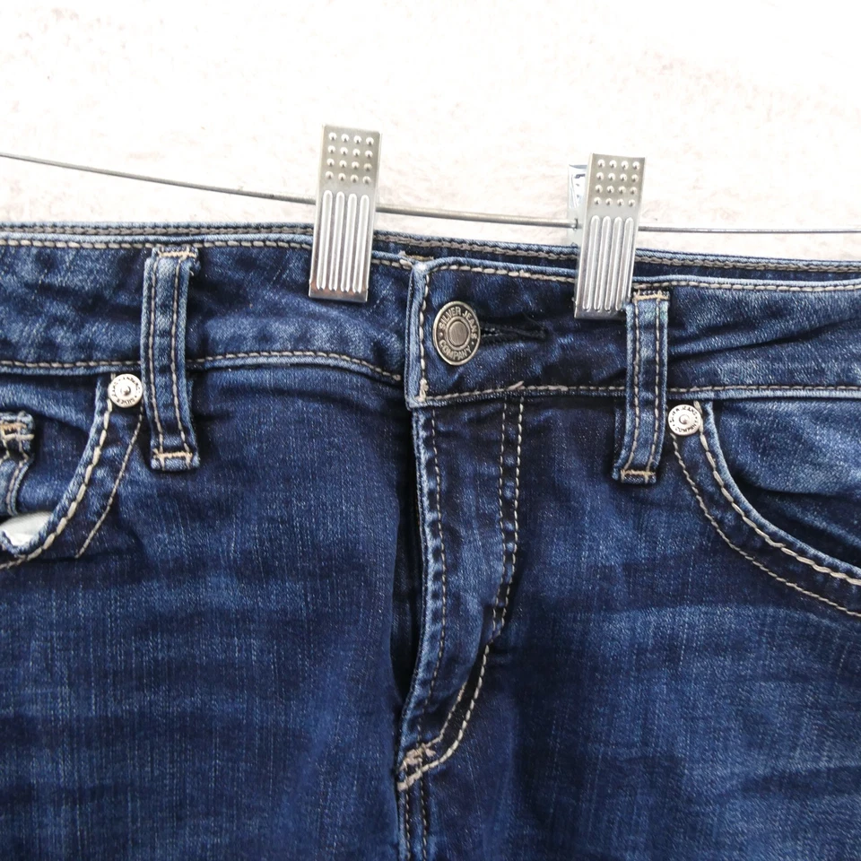 Pantalones Cortos Silver Jeans Co Para Mujer Talla 32 x 7 Corte Algodón Denim Pantalones Cortos de Jean Oscuro Foto 3 de 4