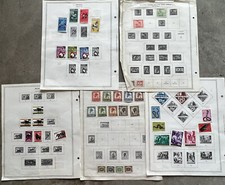 RWANDA STAMPS ON ALBUM PAGES PALM TREES, CONGO OVERPRINTS, UNESCO, SNAKES ETC.